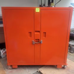 Job box on steel wheels.