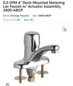Quantity 2 Chicago Faucets 3400-ABCP Metering Lav Faucet