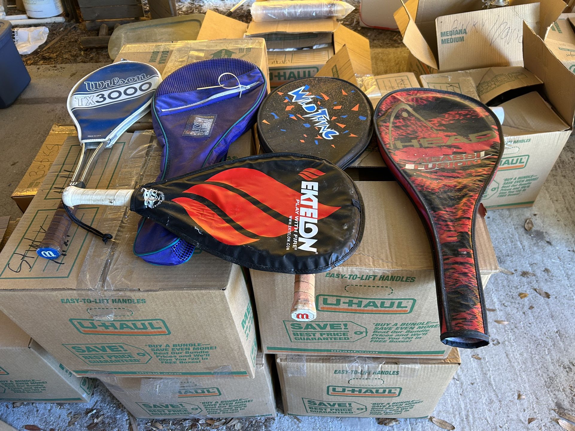 Five Tennis Rackets And 25 Tennis Balls