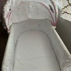Bassinet And Baby Swing  Pink And White