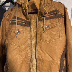 Brown Amber Tone Man's Leather Jacket 