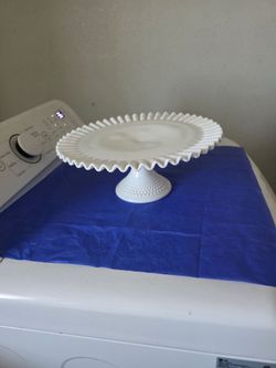 Fenton Silver Crest Milk Glass Ruffled Cake Stand