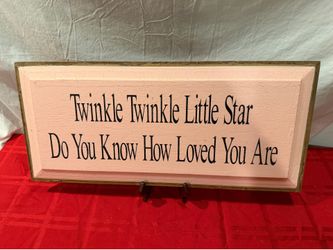 9.25”x24” ADORABLE SALTBOX BRAND WOODEN WALL ART DECOR TWINKLE TWINKLE LITTLE STAR DK YOU KNOW….