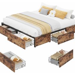 King sized bed frame with king mattress