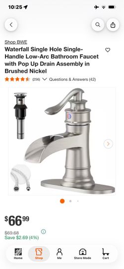 BWE Waterfall Single-Handle Bathroom Faucet Brushed Nickel