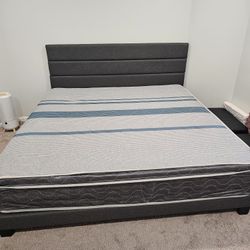 Bed Frame With Extra Firm Mattress -- KING SIZE - For $199