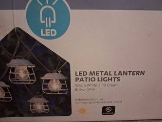 LED Metal Lantern Patio String Lights 10 Count