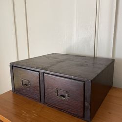 Vintage Library Card Index Holder (2 drawers)