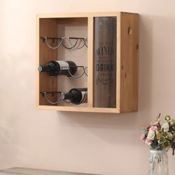 Luxen Home  6-Bottle Brown, Black Wood Wall-Mounted Wine Rack

