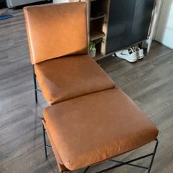 Faux Leather Chair With Ottoman