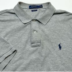 POLO RALPH LAUREN Mens Classic Fit Mesh Polo Shirt - GRAY Size Medium
