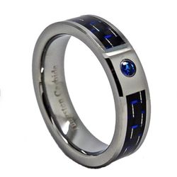 Tungsten Carbide Blue Inlay