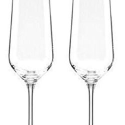 This Lenox Kate Spade Sadie Street set includes two 8 oz lead-free crystal champagne flutes,