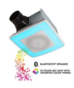 Broan-Nutone Sensonic 80 CFM Ceiling Bathroom Exhaust Fan with Multi Color LED and Bluetooth Speaker, Wireless Technology