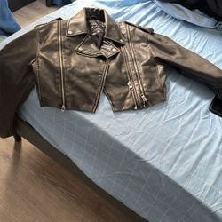 Zara Cropped Motorcycle Jacket Sz Small