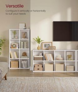Bookcase Cube Shelf with 8 Compartments, 9.4 x 25.8 x 51 Inches Bookshelf storage shelf, Cloud White, CUSTOS Collection, ULBC424W01