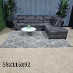 🛋️ Charcoal Micosuede Sectional Sofa (Delivery Available!! )