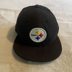 Pittsburgh Steelers Cap Men 6 7/8 Black New Era Hat Football Snapback NFL Logo