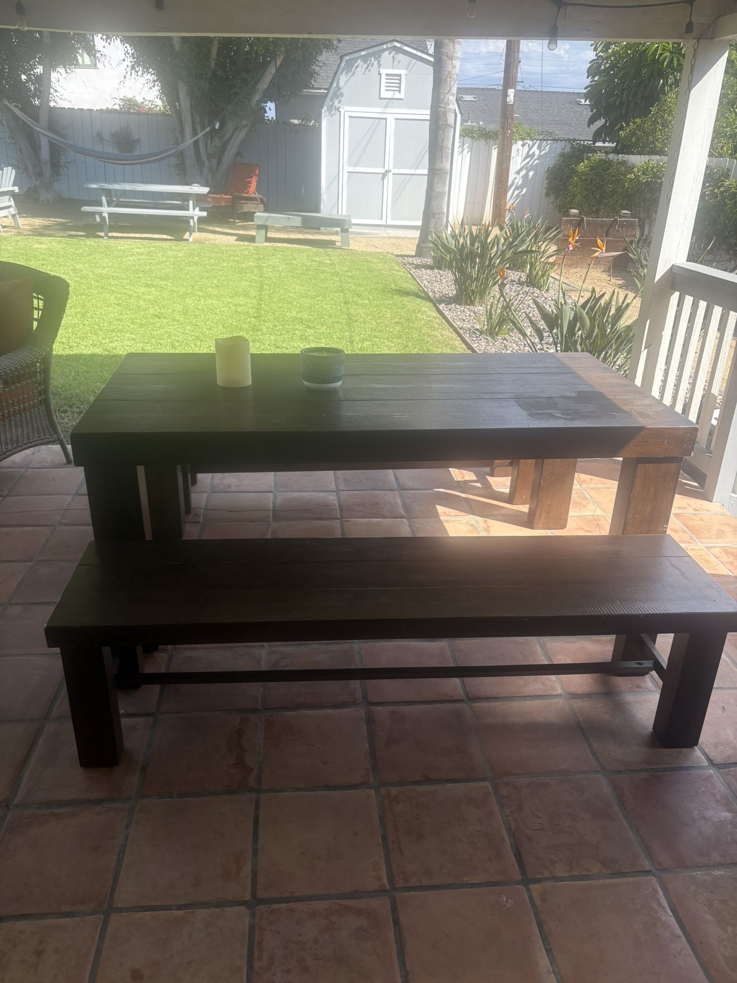 Wood Dining Table With Benches