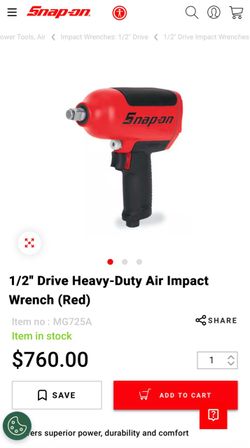 Snap-on 1/2" Drive Air Impact Wrench MG725A