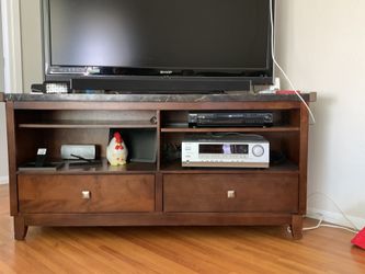 TV stand. Danville Marble Top Entertainment Console, Black