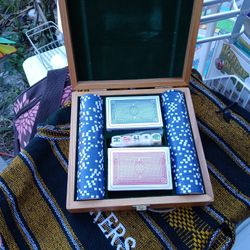 Poker Chips And New Decks Of Cards And Dice.