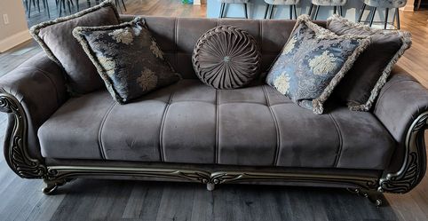 2 Velvet Chocolate Brown Couches. 89 inches long 34 wide