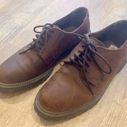 NEW Trails End Mens Laced Genuine Leather Shoes Size 9 Nine Brown Unfinished 1” Heel