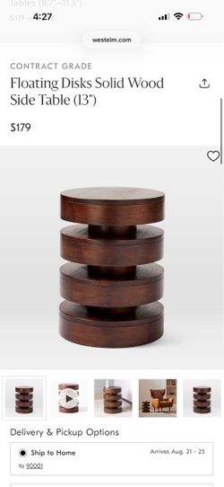 West Elm Floating Disks Solid Wood Side Table