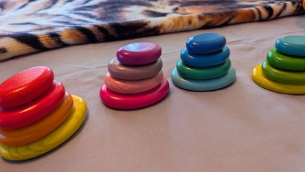 Wooden Stacking Stone Montessori Toy Rainbow