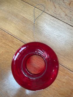 New Yankee Candle Red Swirl Glass Circular Bird Feeder