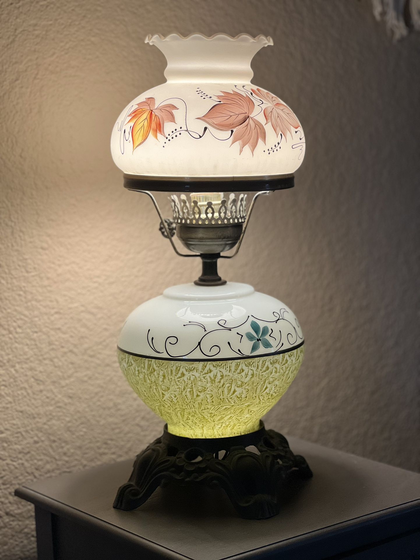 Yellow Double Globe Antique Hurricane Lamp
