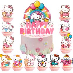13pcs Hello Kitty Cake Topper Party Supplies (New, Unopened)