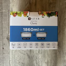 **BRAND NEW** Razab Set of 2 Large Glass Food Containers with Locking Lids, 8 Cups/ 63 Oz, BPA Free & Leak Proof, Microwave & Oven Safe