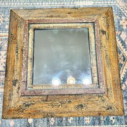 22” Square Hand Painted Rustic / Primitive Accent Mirror – Lightweight