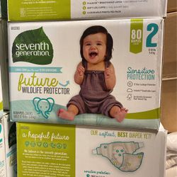 80 Diapers Seventh Generation  Size 2 & 4 Sensitive Protection Diapers 