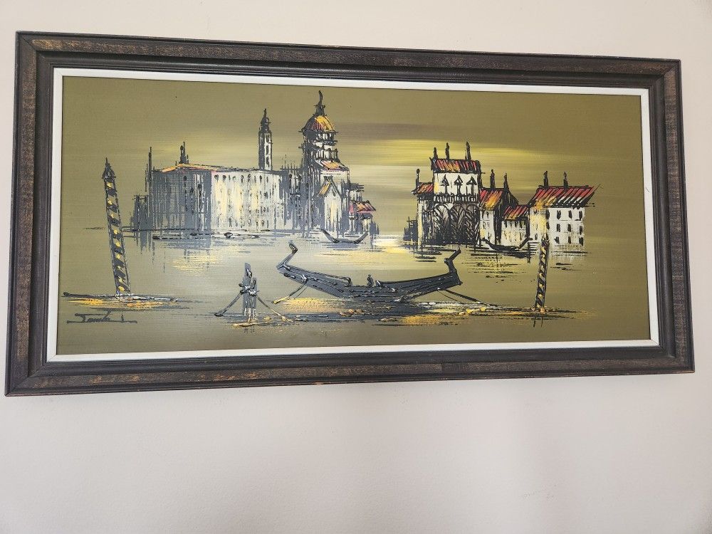 Mid Century Vanguard Studios 60's Venice Drip Art Painting