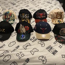 Snap Back Hat Collection (One Size Fits All) 8 In All