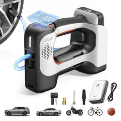 Cordless Air Compressor, 20V Portable Air Compressor with 3 Nozzle Adapters, 150 PSI Tire Pump for Car, Bicycle, Sports Ball, Tire Inflator