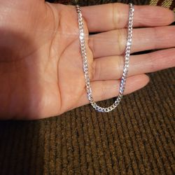 Italy 925 Solid Sterling Silver Cuban Link Chain Necklace for Men Women 22" Plata Italiana 925 Cadena Unisex 22"