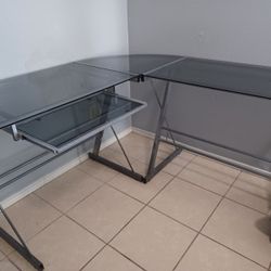 Glass L-Shape Desk