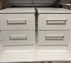 Brand New White Nightstands Set of 2 - 2 Drawers Each