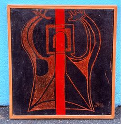 1987 split body oil painting by Malka