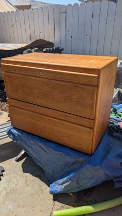 Vintage-Style Oak Lateral File Cabinet