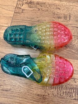Rainbow Glitter Jelly Sandals Sz 13