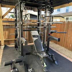 Smith Machine 400 | Adjustable Bench | 245lb Cast Iron Olympic Weights | 7ft Olympic Bar | Fitness | Gym Equipment | FREE DELIVERY/INSTALLATION 🚚 🛠️