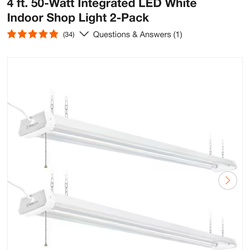 Westinghouse 4 ft. 50-Watt Integrated LED White Indoor Shop Light 2-Pack