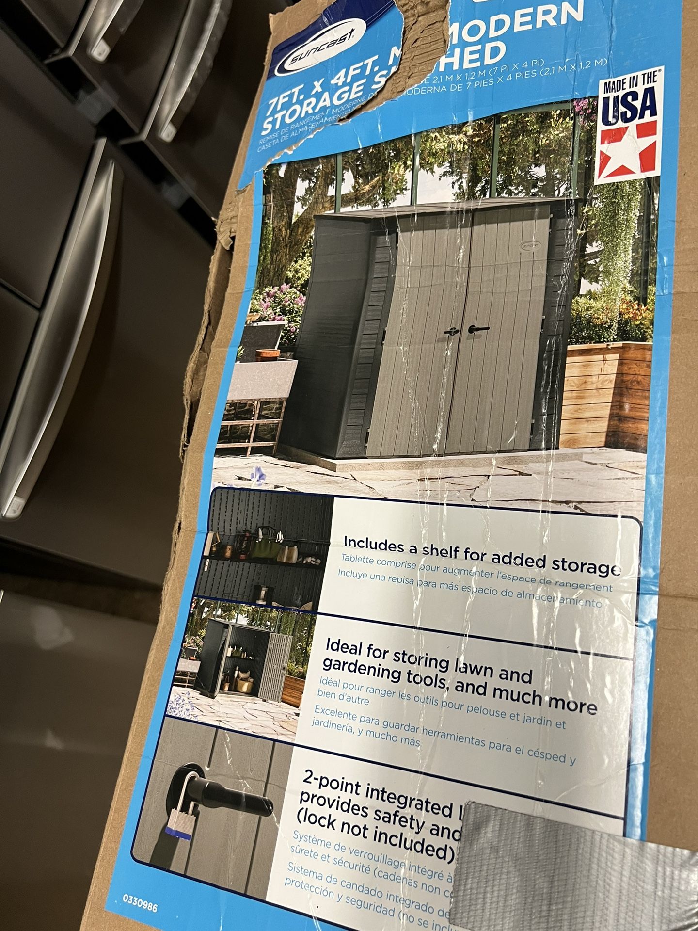 NEW Suncast 7 ft. x 4 ft. Modern Storage Shed 162 cu. ft. capacity Easy To Assemble Model BMS7481