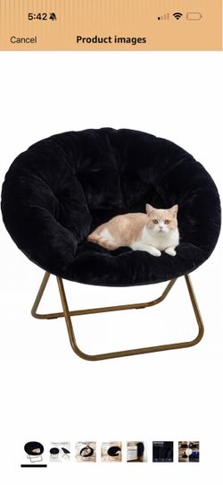 Simple Deluxe Comfy Chairs for Bedroom, Faux Fur Saucer Chair for Adults, Oversized Comfy Soft Saucer Chair, Padded Lazy Chair for Living Room Dorm Ro