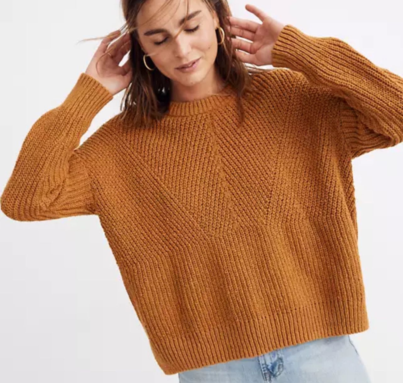 yet Madewell Joslin Crewneck Pullover Sweater rust/orangs size small